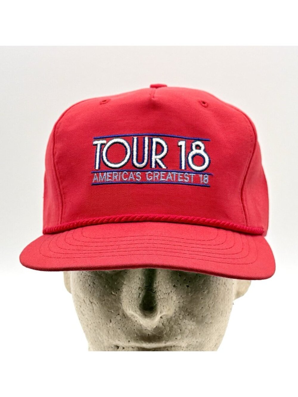 Tour 18 America's Greatest Golf Course Red W/Strap Adjustable Cap Rare USA Made